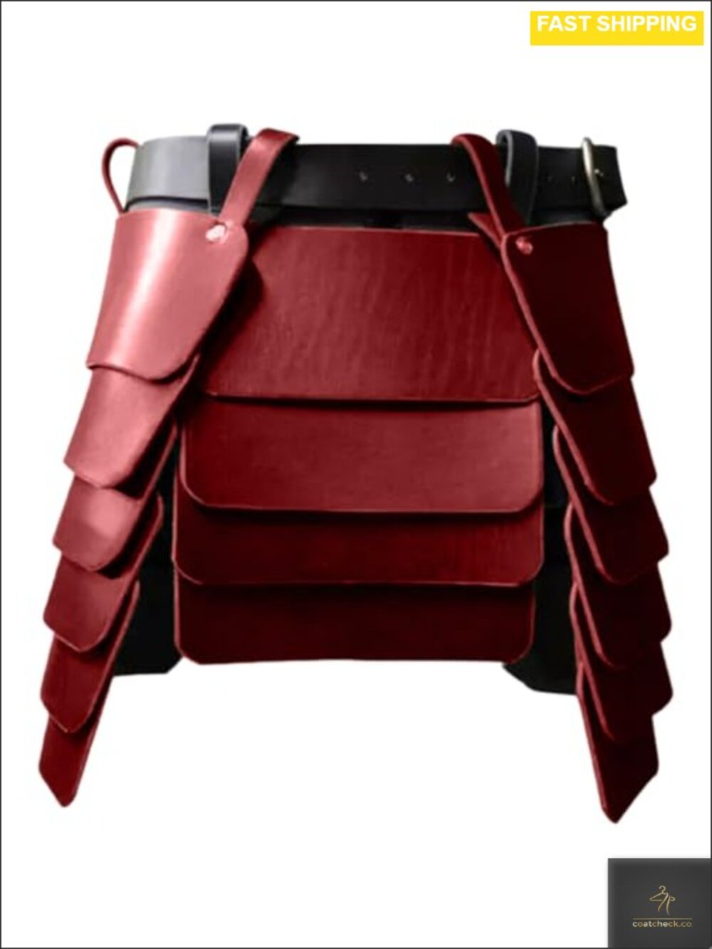 PU Leather Medieval Viking Armor Skirt Set with Wide Buckle Belt for LARP